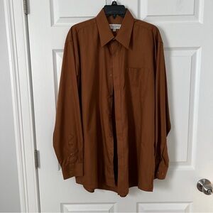 Men's Classic Brown Long-Sleeve Dress Shirt with Chest Pocket
